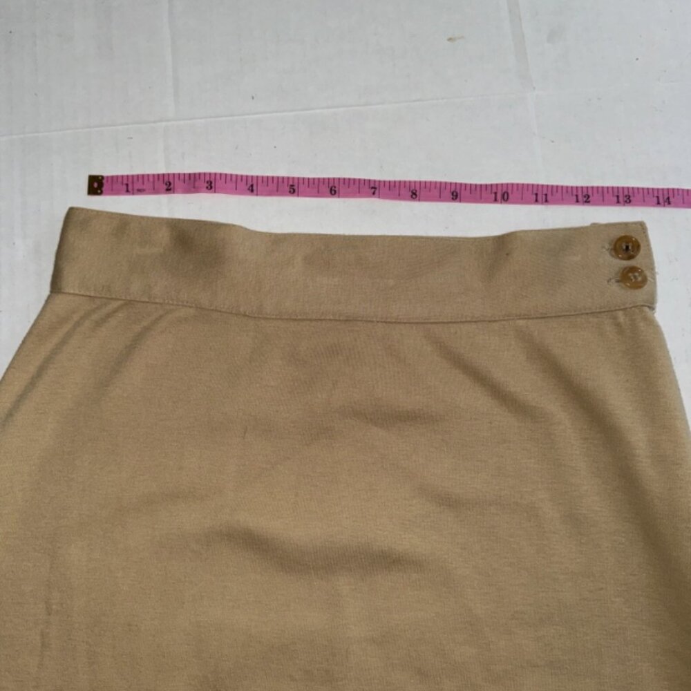 Vintage Calvin Klein Women’s Pencil Skirt Size Medium Color Tan 100% Cotton - Picture 2 of 7